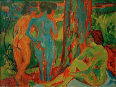 Trzy akty w lesie autorstwa Ernst Ludwig Kirchner