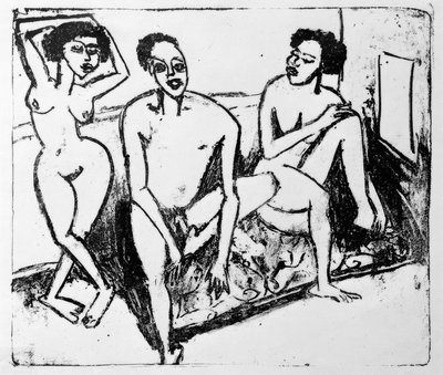 Trzy czarne akty autorstwa Ernst Ludwig Kirchner