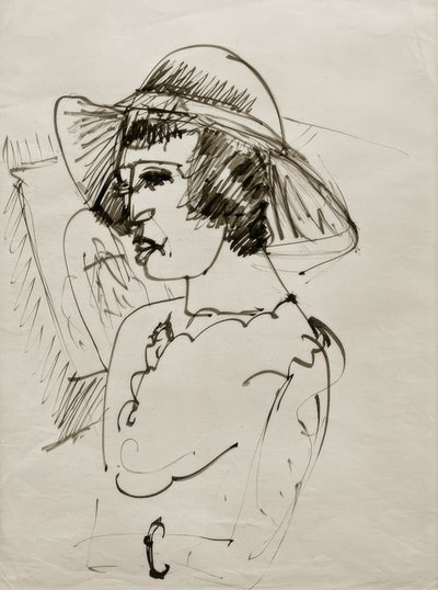 E.L. Kirchner, portret Erny w dużym kapeluszu autorstwa Ernst Ludwig Kirchner