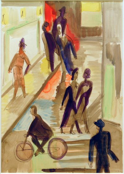 E.L.Kirchner, Scena uliczna z rowerem autorstwa Ernst Ludwig Kirchner