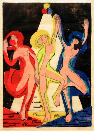 Kolorowy taniec autorstwa Ernst Ludwig Kirchner