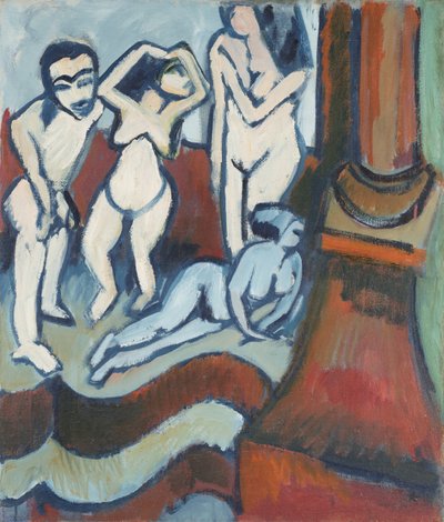 Cztery Rzeźby Drewniane (recto) autorstwa Ernst Ludwig Kirchner