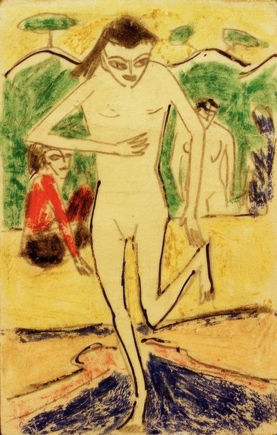 Fränzi przed wiszącą ścianą autorstwa Ernst Ludwig Kirchner