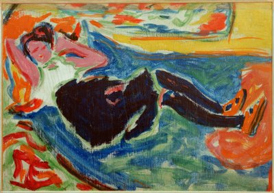 Kobieta w czarnych pończochach autorstwa Ernst Ludwig Kirchner