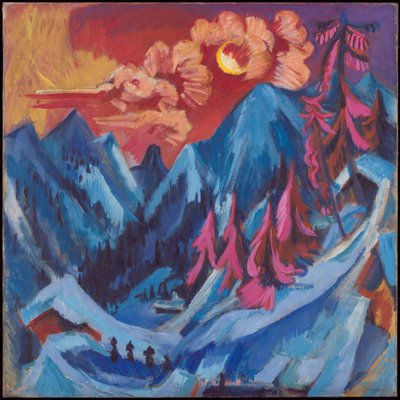 Niemiecki: Wintermondlandschaft Zimowy krajobraz w świetle księżyca autorstwa Ernst Ludwig Kirchner