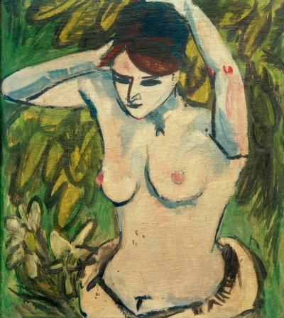 Pół aktu z podniesionymi rękami autorstwa Ernst Ludwig Kirchner