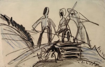 Rolnicy zajmujący się sianokosami autorstwa Ernst Ludwig Kirchner