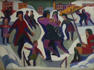 Lodowisko z łyżwiarzami, 1925 autorstwa Ernst Ludwig Kirchner