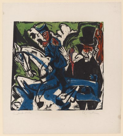 Ilustracja dla Petera Schlemihla autorstwa Adalberta von Chamisso, 1915 (drzeworyt kolorowy) autorstwa Ernst Ludwig Kirchner