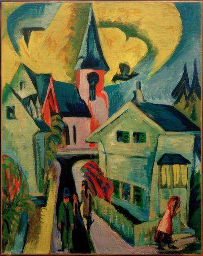Königstein z czerwonym kościołem autorstwa Ernst Ludwig Kirchner