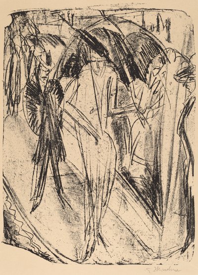 Pani w deszczu autorstwa Ernst Ludwig Kirchner