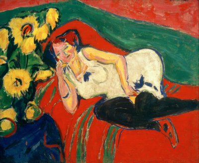 Leżąca kobieta w białej koszuli autorstwa Ernst Ludwig Kirchner