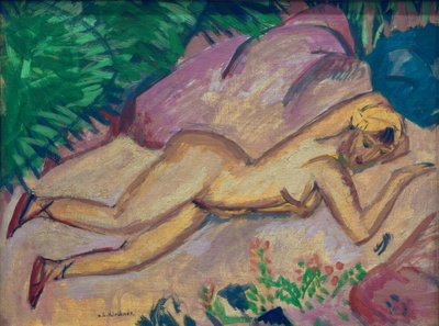 Dziewczyna leżąca na plaży autorstwa Ernst Ludwig Kirchner
