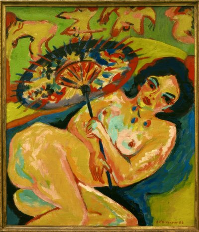 Dziewczyny pod japońskim parasolem autorstwa Ernst Ludwig Kirchner