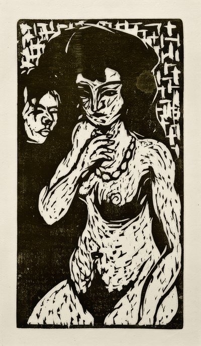 Naga dziewczyna z autoportretem autorstwa Ernst Ludwig Kirchner