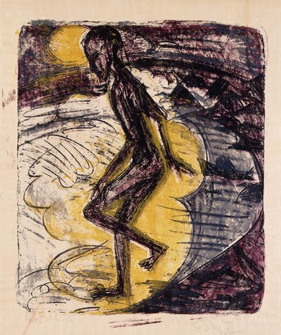 Człowiek wynurzający się z morza; Ins Meer Seigender Mann, 1913 autorstwa Ernst Ludwig Kirchner