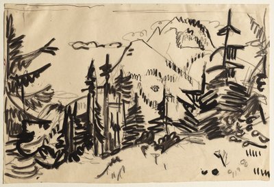 Górski krajobraz z jodłami autorstwa Ernst Ludwig Kirchner