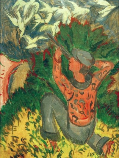 Łowcy mew w lesie autorstwa Ernst Ludwig Kirchner