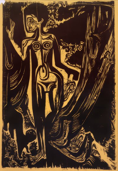 Naga kobieta w lesie autorstwa Ernst Ludwig Kirchner