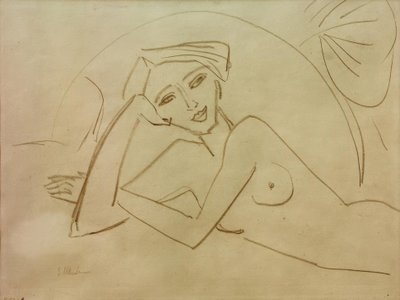 Naga dziewczyna leży autorstwa Ernst Ludwig Kirchner