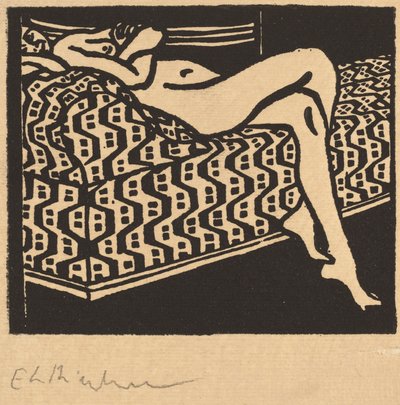 Naga dziewczyna leżąca na kanapie autorstwa Ernst Ludwig Kirchner