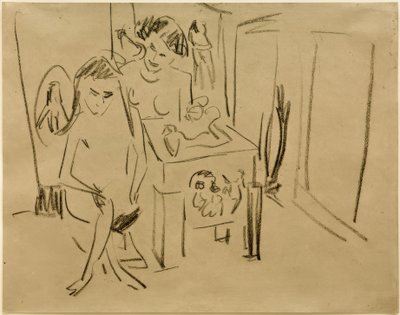 Bez tytułu (Dodo i Fränzi w studiu) autorstwa Ernst Ludwig Kirchner