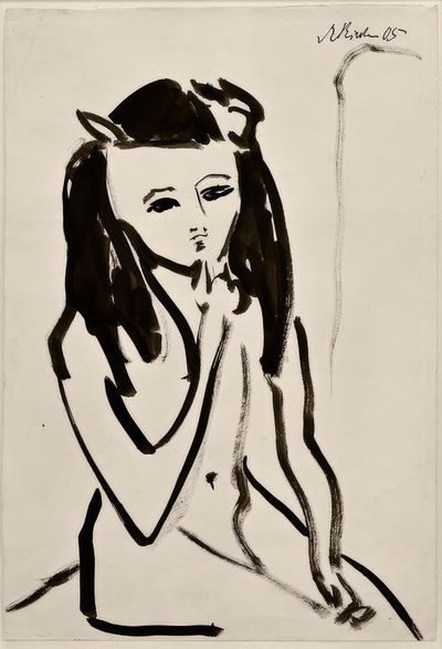 Bez tytułu (Fränzi jako akt, ręka na brodzie) autorstwa Ernst Ludwig Kirchner