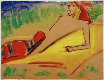 Bez tytułu (Fränzi, leżący nad wodą) autorstwa Ernst Ludwig Kirchner