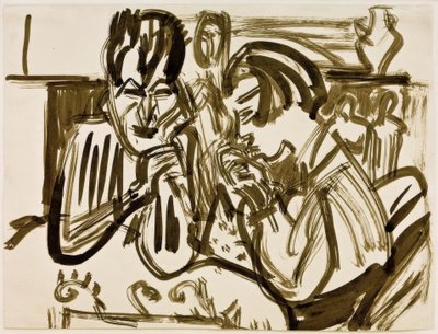Para przy stole autorstwa Ernst Ludwig Kirchner