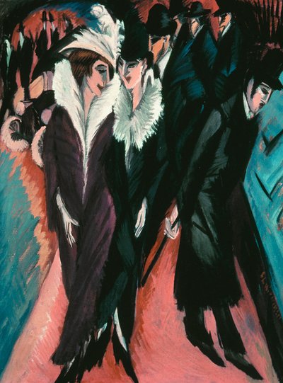 Rue, Berlin - Ulica, Berlin - Peinture de Ernst Ludwig Kirchner (1880-1938) - 1913 - Olej na płótnie - 120,6x91,1 - Muzeum Sztuki Nowoczesnej w Nowym Jorku - autorstwa Ernst Ludwig Kirchner
