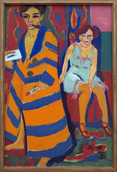 Autoportret z modelką. Obraz Ernsta Ludwiga Kirchnera (1880-1938), olej na płótnie autorstwa Ernst Ludwig Kirchner