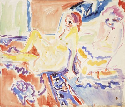 Siedzenie i leżenie autorstwa Ernst Ludwig Kirchner