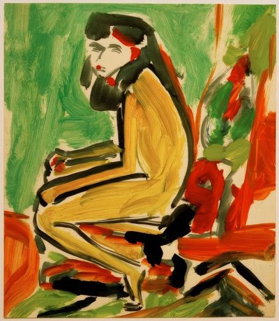 Siedzący Fränzi z białą twarzą autorstwa Ernst Ludwig Kirchner
