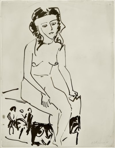 Siedząca kobieta nago autorstwa Ernst Ludwig Kirchner