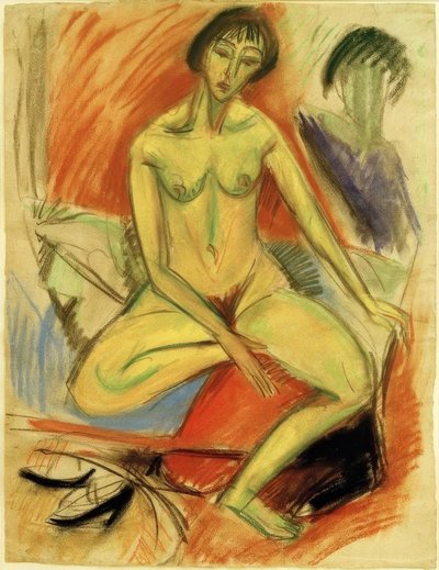Siedząca kobieta nago autorstwa Ernst Ludwig Kirchner