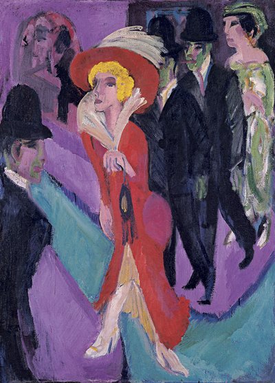 Ulica z Czerwonym Streetwalkerem, 1914-1925 autorstwa Ernst Ludwig Kirchner