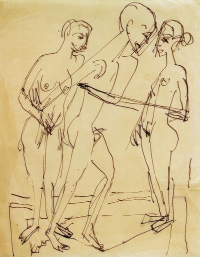 Taniec między kobietami autorstwa Ernst Ludwig Kirchner