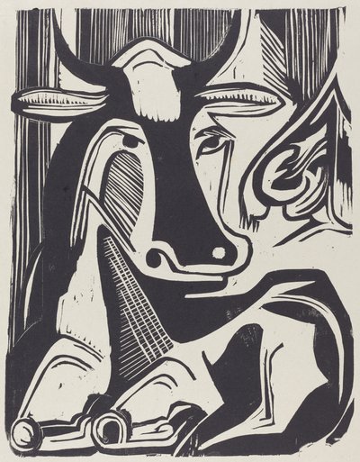 Duża krowa leżąca (Grosse Liegende Kuh) autorstwa Ernst Ludwig Kirchner