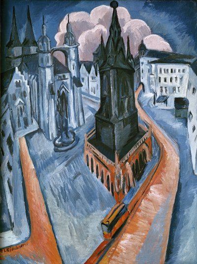 Czerwona Wieża w Halle autorstwa Ernst Ludwig Kirchner