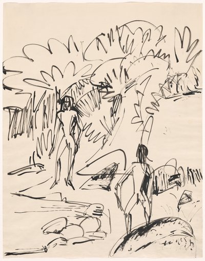 Dwóch kąpiących się na wybrzeżu Fehmarn autorstwa Ernst Ludwig Kirchner