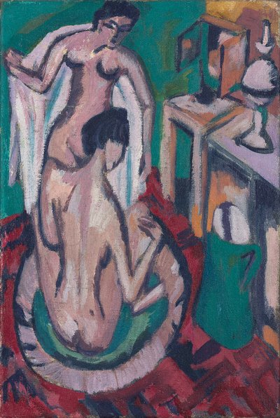 Dwa akty w płytkiej wannie, c. 1912/1913-1920 autorstwa Ernst Ludwig Kirchner