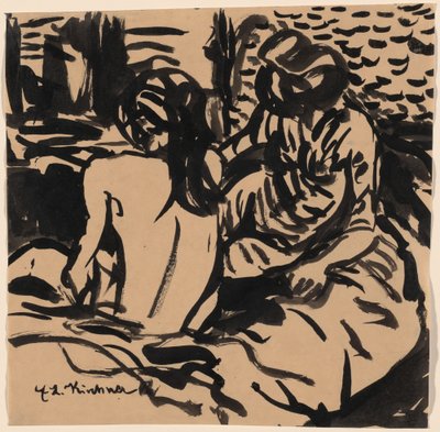 Dwa akty na łóżku (Isabella i młodsza dziewczyna) autorstwa Ernst Ludwig Kirchner
