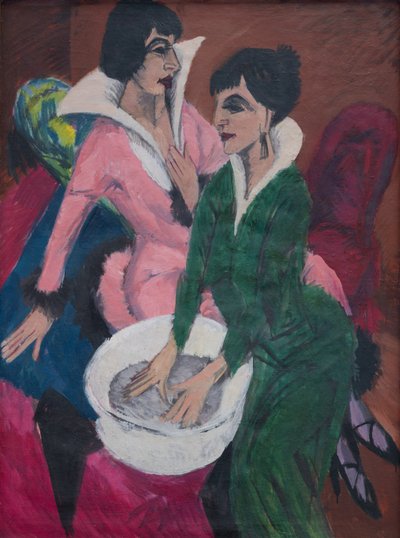 Dwie kobiety z umywalką; Siostry autorstwa Ernst Ludwig Kirchner