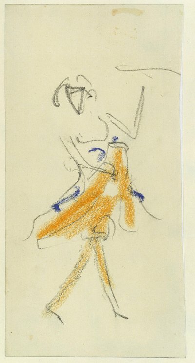 Tancerz. Praca Ernsta Ludwiga Kirchnera (1880-1938), ołówek i pastel na tekturze autorstwa Ernst Ludwig Kirchner