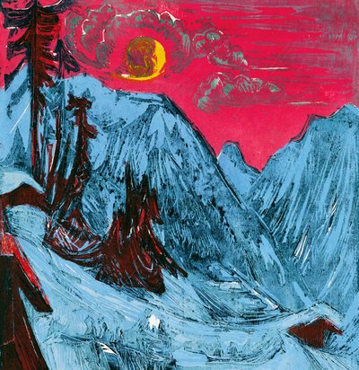Zimowa księżycowa noc autorstwa Ernst Ludwig Kirchner