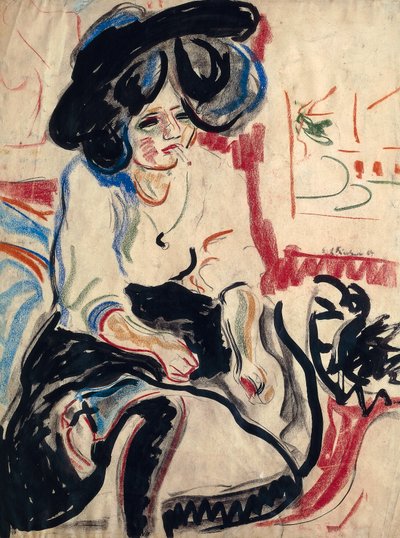 Młoda kobieta z papierosem autorstwa Ernst Ludwig Kirchner