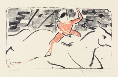 Jeździec cyrkowy na siwym koniu (dżokej) autorstwa Ernst Ludwig Kirchner