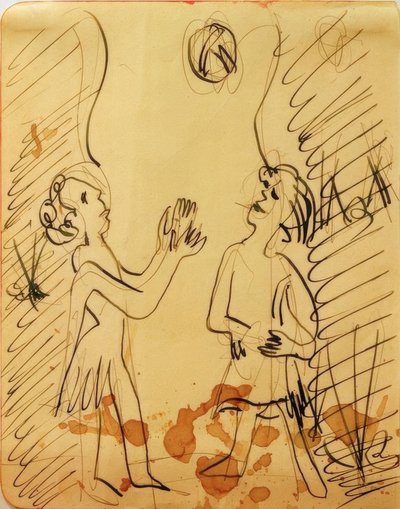 Dwie dziewczyny grające w piłkę autorstwa Ernst Ludwig Kirchner
