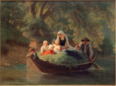 Chłopska rodzina w łodzi autorstwa Ernst Schalck