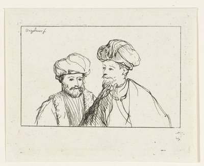 Portret dwóch mężczyzn w turbanach autorstwa Ernst Willem Jan Bagelaar